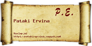 Pataki Ervina névjegykártya